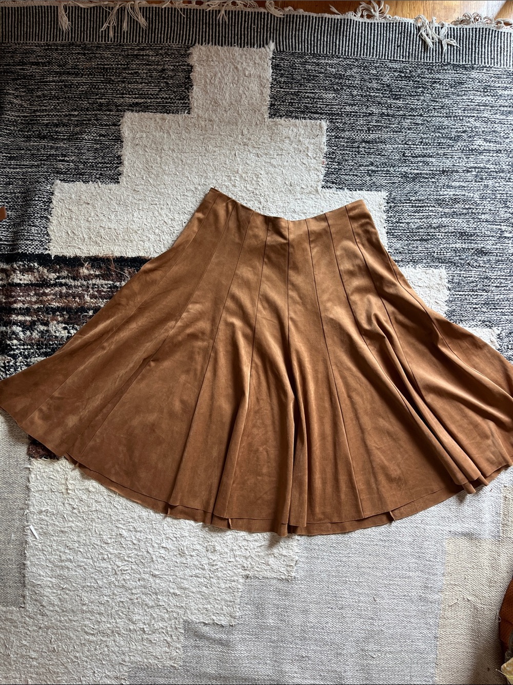 Molly Bracken Camel Brown Faux Suede Circle Skirt
